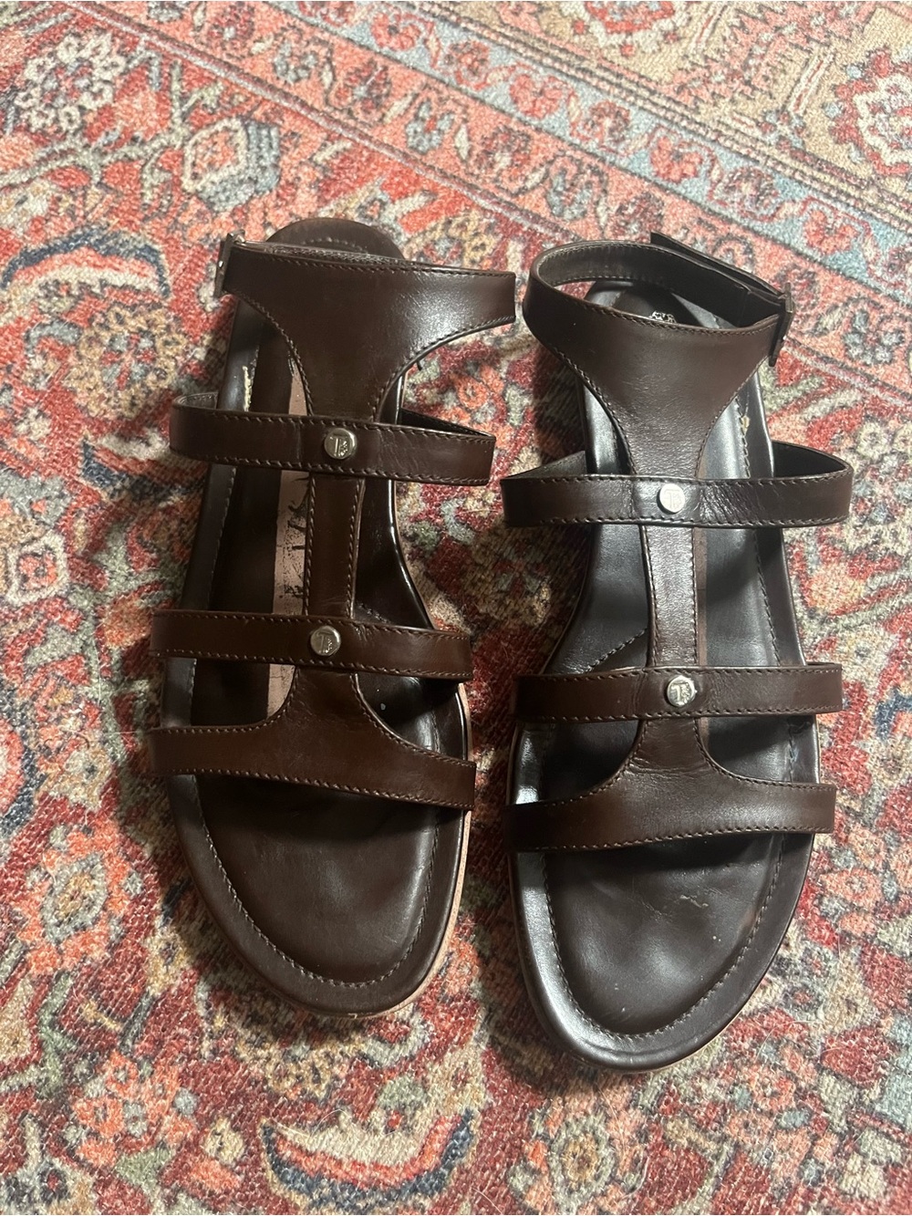 Tod's Dark Brown Leather Triple-Strap Gladiator Sandals